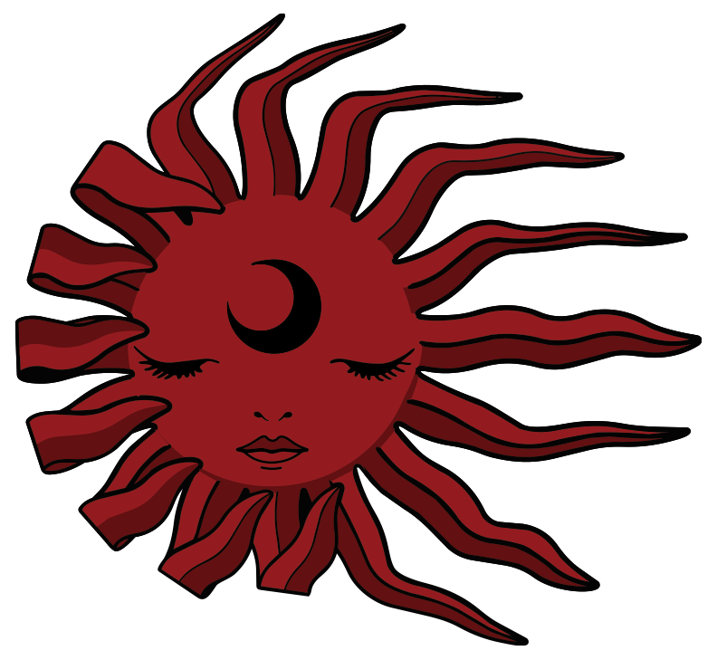 Daria Black brand logo illustration of a sun